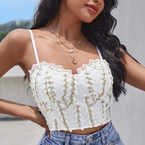 Embroidery Bustier Cami Top - Picture 3 of 6